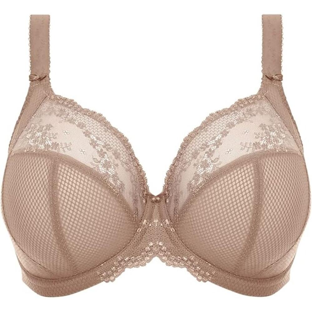 New Elomi Women's 38I Tan Charley Stretch Lace Mesh Plunge Racerback Option Bra
